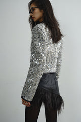 Sparkling Glam Sequin Cropped Jacket