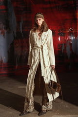 Raw Wilderness Hand-Beaded Coat with Fringe Details