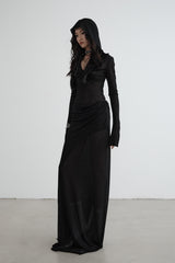 Mystic Noir Hooded Layered Knit Dress