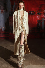 Raw Wilderness Hand-Beaded Coat with Fringe Details