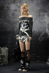 Irregular Lettering Low-Rise Skirt