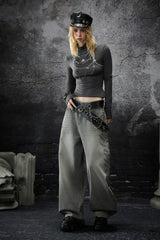 Shadow Script Washed Loose Jeans