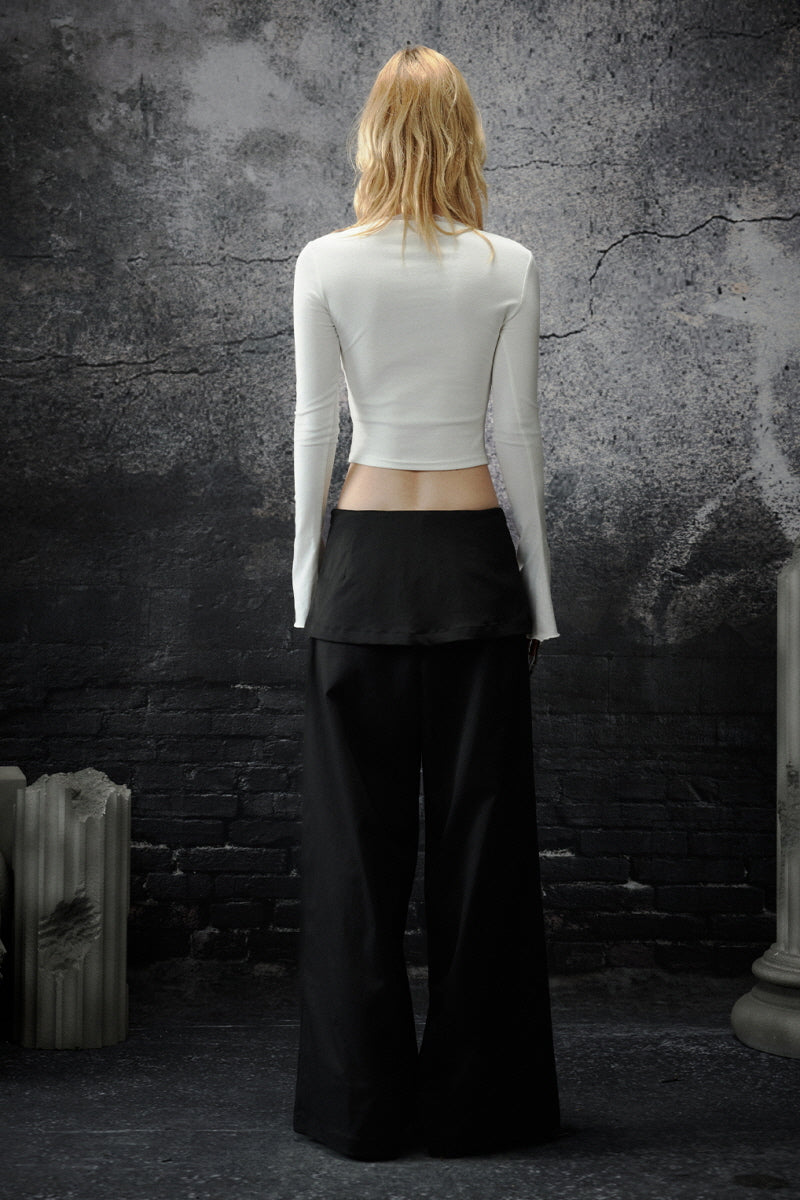 Retro Graphic Wide-Leg Pants