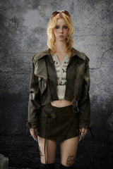 Distressed Rebel Cropped Leather Jacket