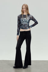 Smoky Mesh Graphic Long Sleeve Top