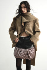 Ginger Texture Woolen Blazer with Detachable Scarf