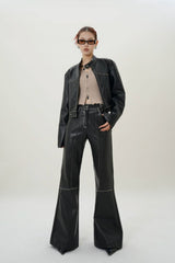 Midnight Elegance Flare Leather Pants