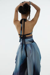 Oceanic Hues Backless Maxi Dress