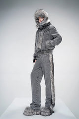 Frostbound Luxe Straight-Leg Pants - Gray