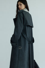 Shadow Play: Contrasting Stitch Dual-Layer Trench