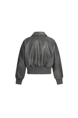 Rogue Flight Leather Bomber Jacket - Gray