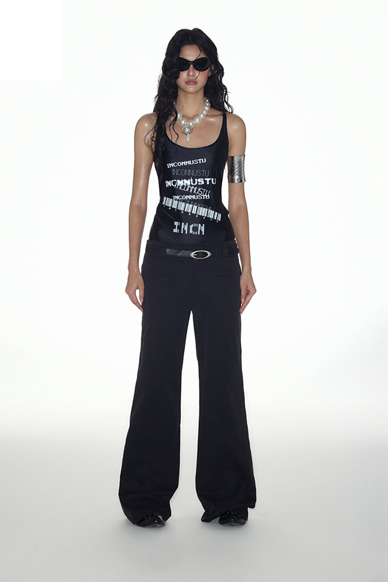 Barcode Statement Strappy Bodysuit