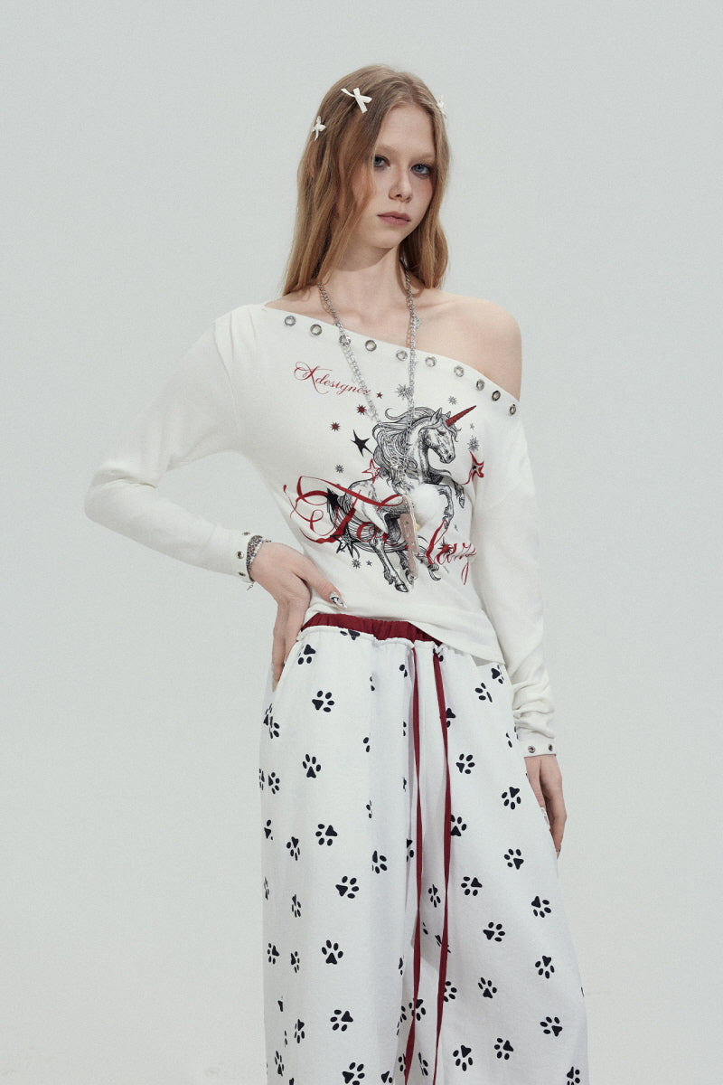 Unicorn Edge Off-Shoulder Long Sleeve Top