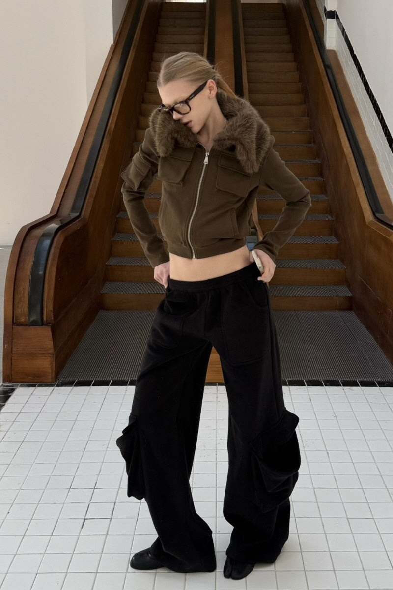 Shadow Fold Wide-Leg Cargo Pants