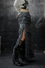 Irregular Ruffle Layered Maxi Skirt