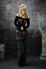 Washed Layered Panel Flare Pants