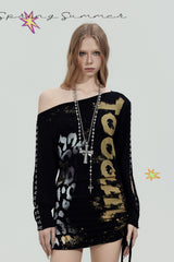 Gold Rebel One-Shoulder Mini Dress