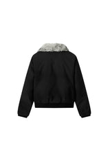 Frost Fade Fur-Collar Jacket - Black