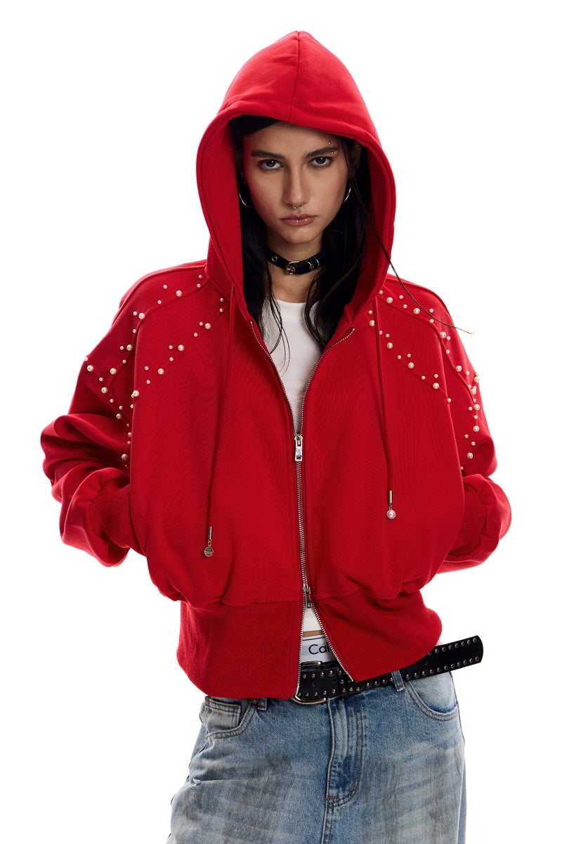 City Riot Stud Hoodie - Red
