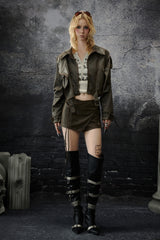 Distressed Rebel Cropped Leather Jacket