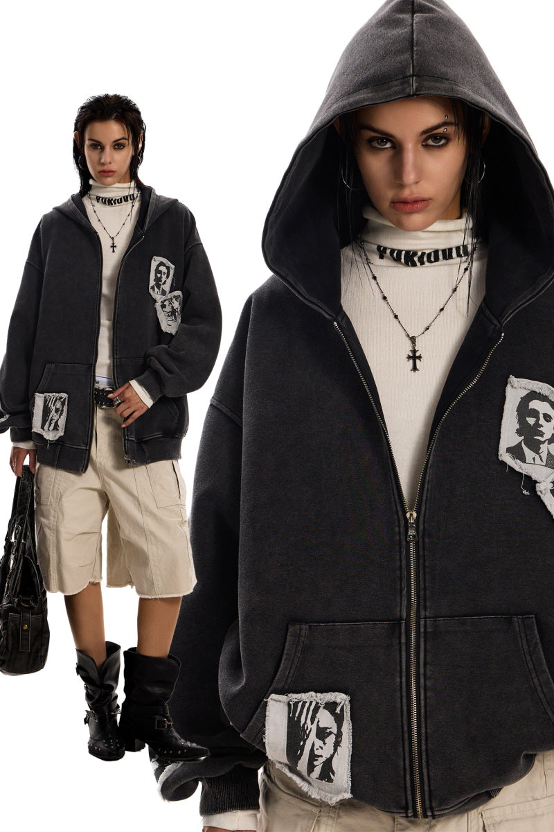 Echo Face Zip Hoodie