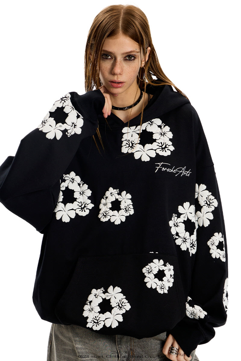 Urban Bloom Oversized Floral Hoodie