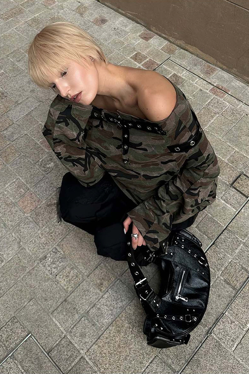 Urban Rebel Camo Off-Shoulder Top