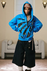 NANA Starburst Graphic Zip-Up Hoodie - Blue