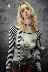 Striped Cat Vision Long Sleeve Top
