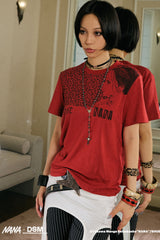 Leopard Edge Graphic Tee - Red