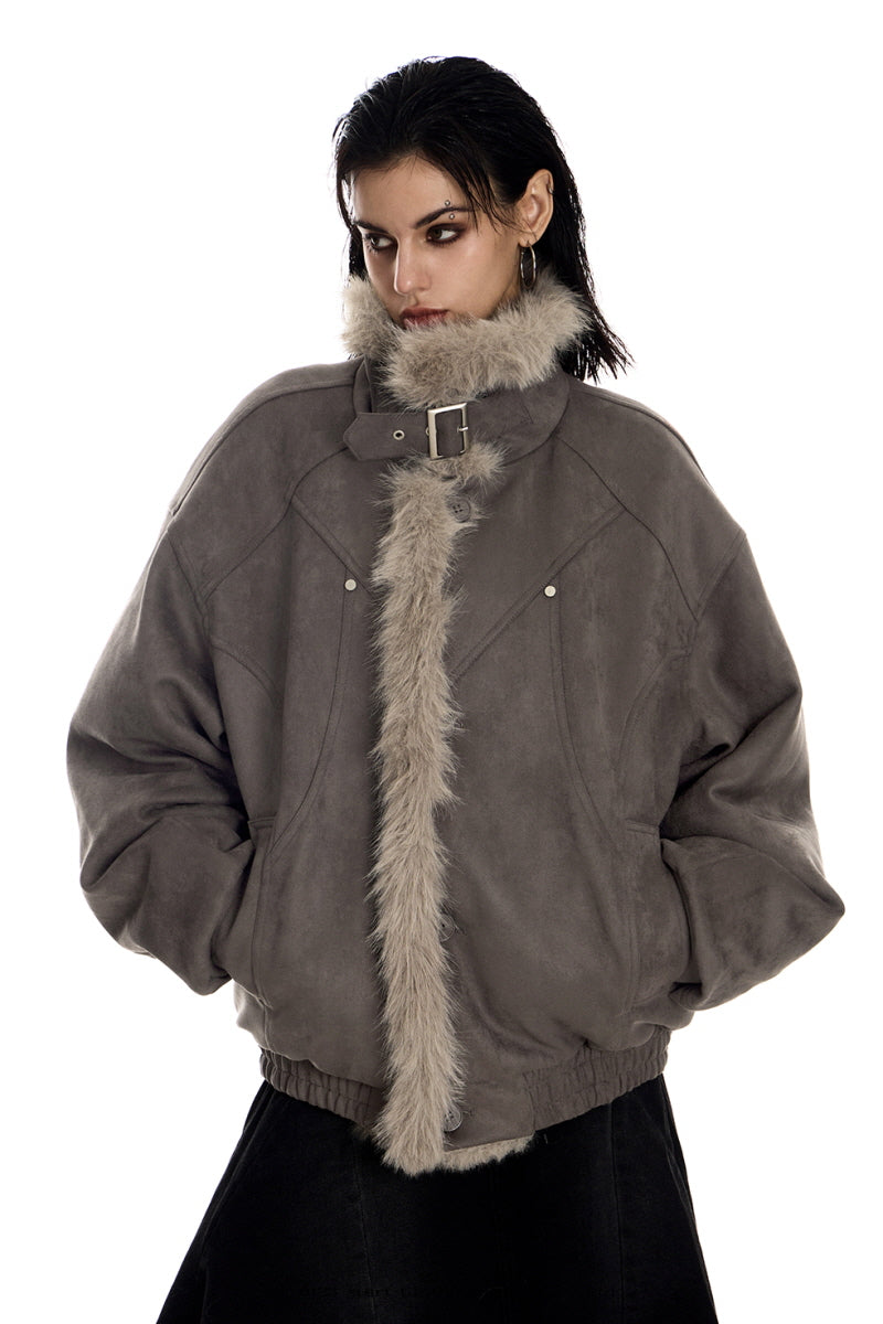 Feral Frost Suede Fur Jacket - Coffee