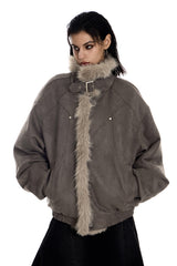 Feral Frost Suede Fur Jacket - Coffee