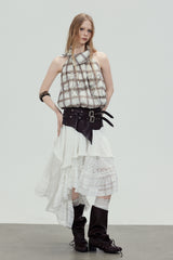Sheer Plaid Halter Top