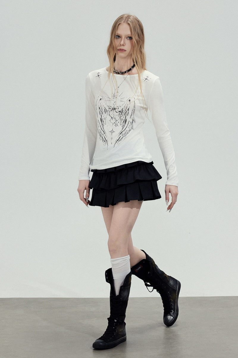 Wing Graphic Slim Top - White