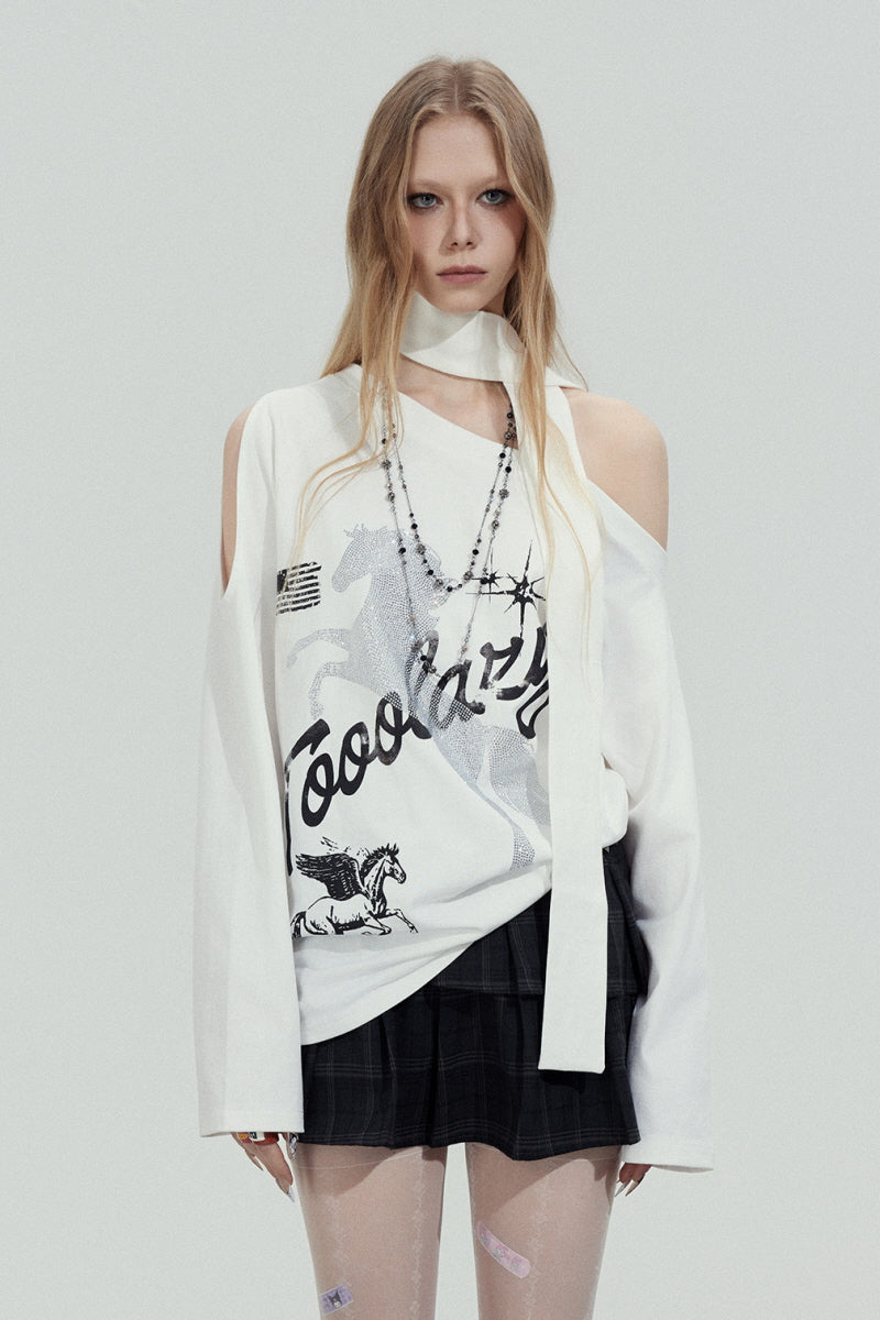 Midnight Rider Scarf Top - White