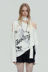 Midnight Rider Scarf Top - White