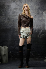 Brown Rebel Asymmetrical Leather Jacket