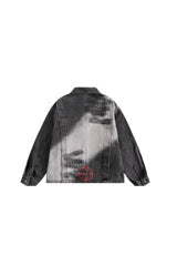 Target Locked Distressed Graphic Denim Jacket