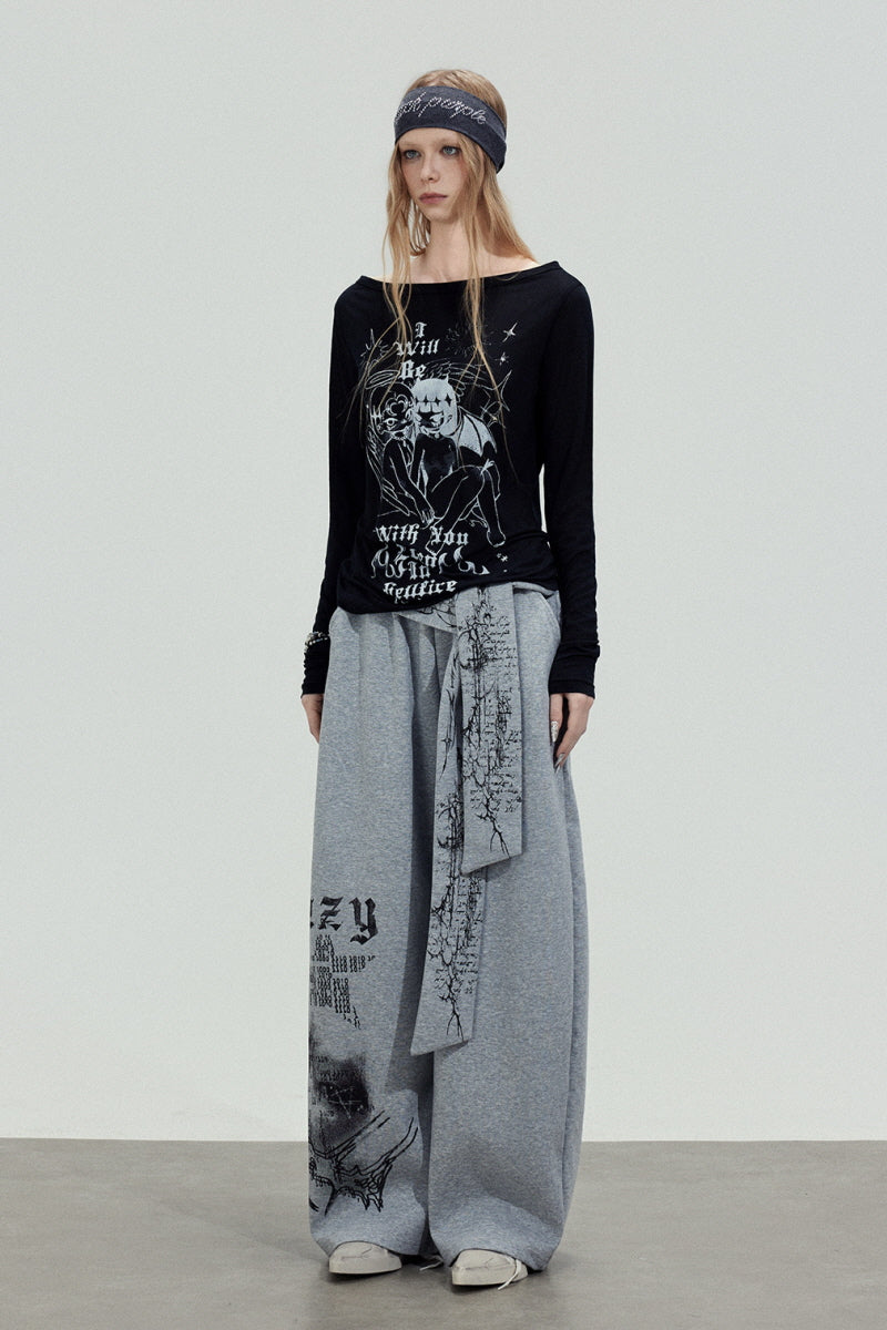 Angel Graphic Off-Shoulder Top