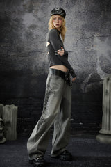 Shadow Script Washed Loose Jeans