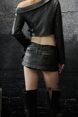 Belted Edge Leather Skirt