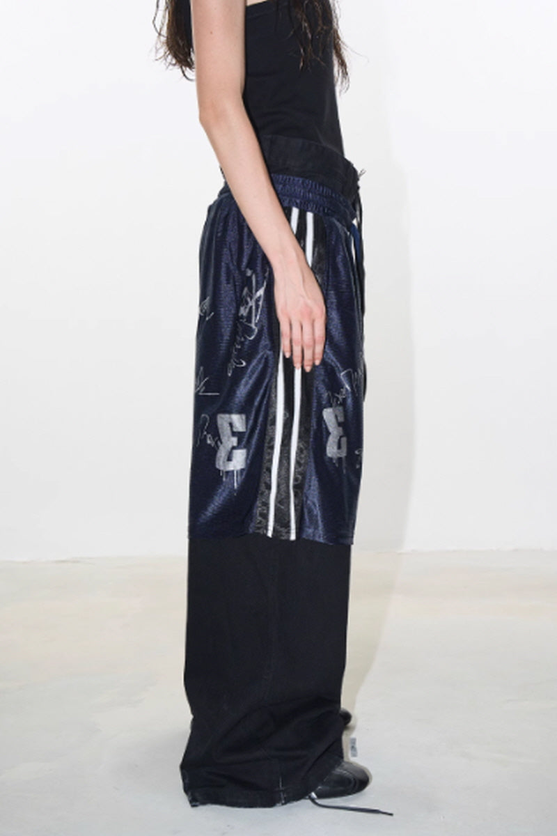 Urban Graffiti Panelled Wide-Leg Pants