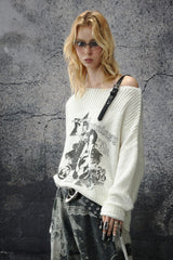 Belted Asymmetry Knit Sweater