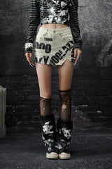 Irregular Lettering Low-Rise Skirt