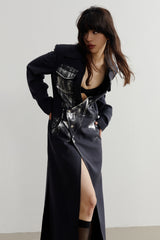 Metallic Brushstroke Maxi Suit Jacket