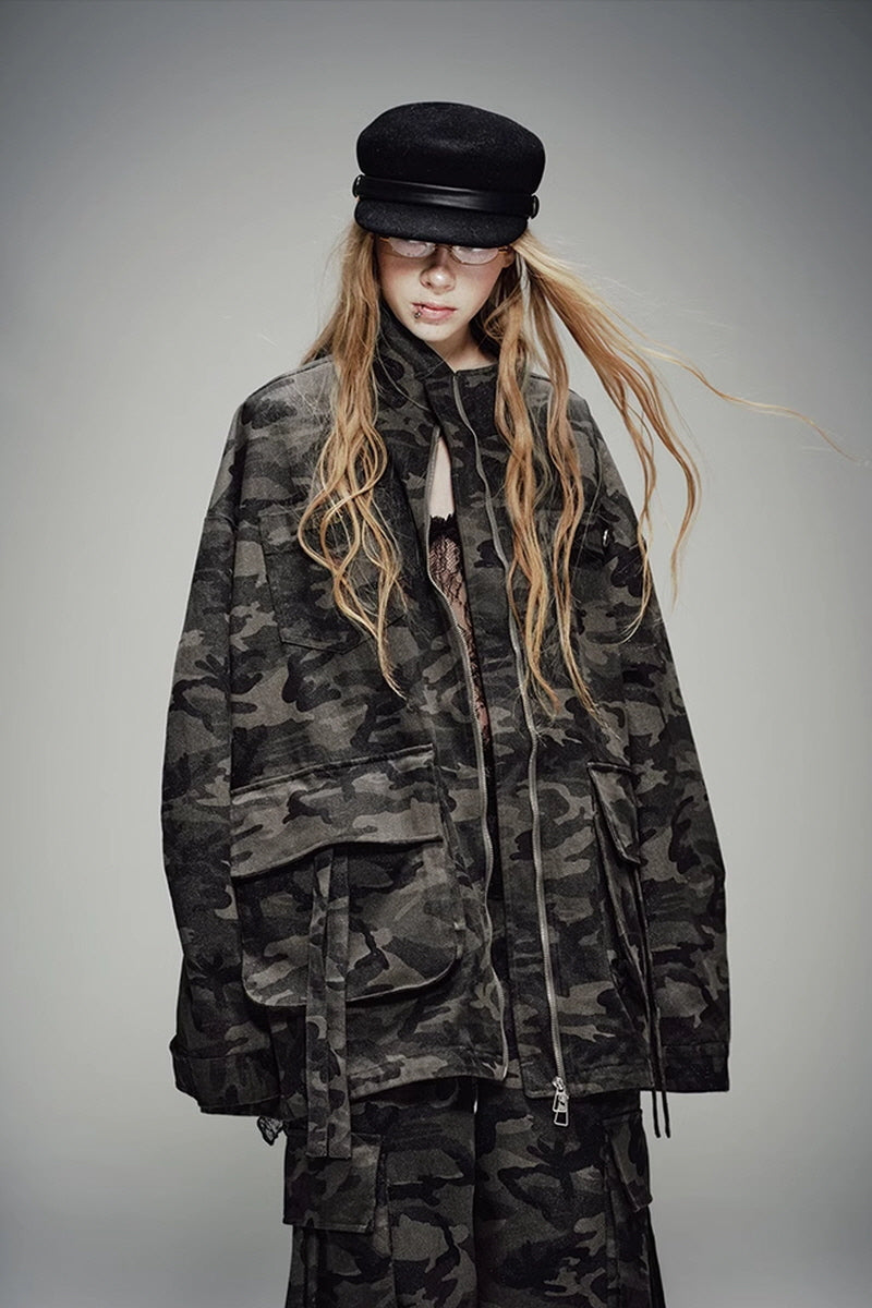 Urban Camouflage Oversized Utility Jacket