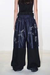 Urban Graffiti Panelled Wide-Leg Pants