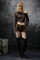 Double Belted Leopard Print Shorts
