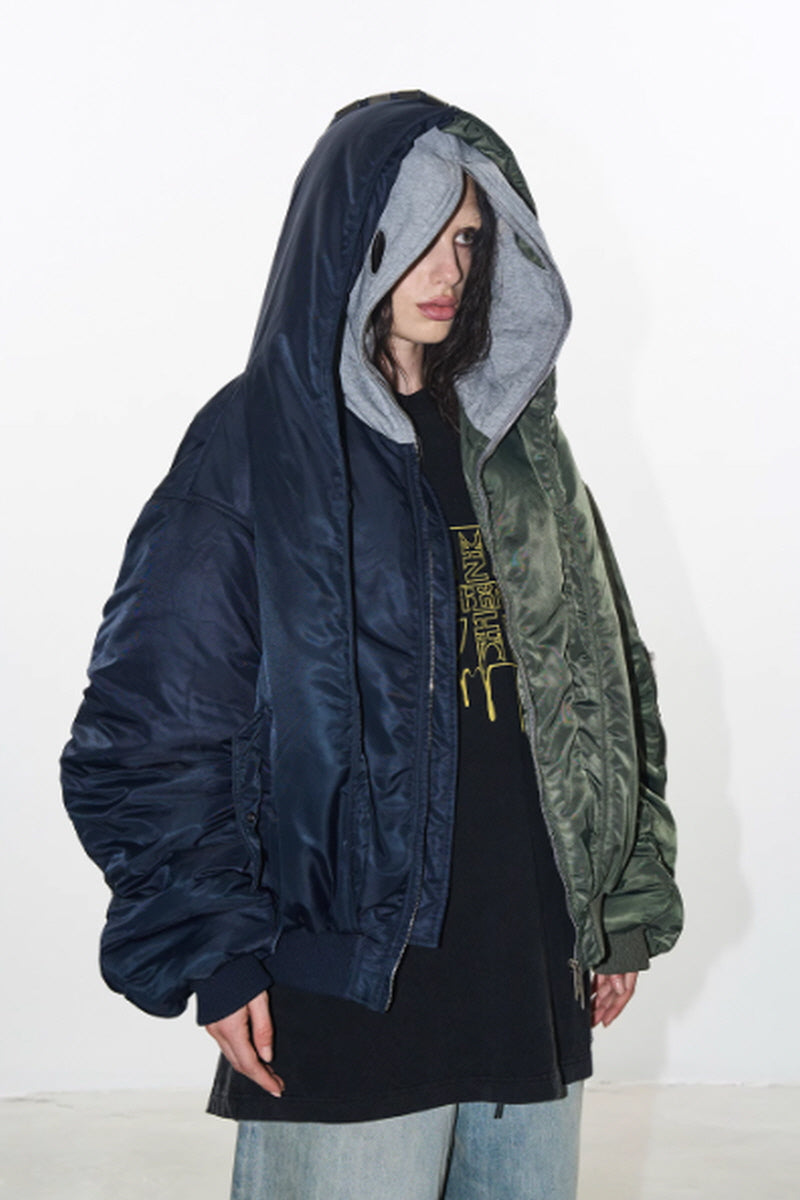 Dual-Tone Rebellion Puffer Jacket with Hood