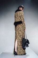 Autumn Veil Tweed Ensemble - Jacket & Maxi Skirt